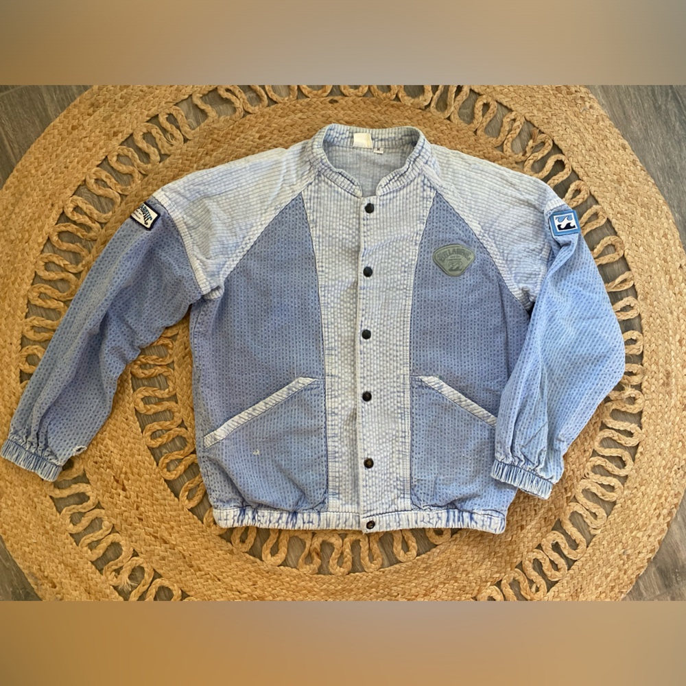 Billabong Corduroy Jacket Mens M Blue Vintage Colorblock Bomber Surf